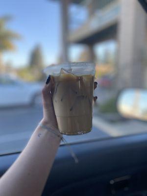 Iced lavender oat milk latte