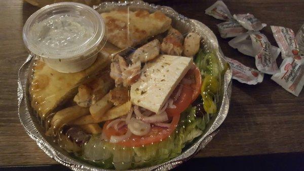 Chicken souvlaki platter