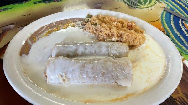 Two enchiladas with queso lunch special