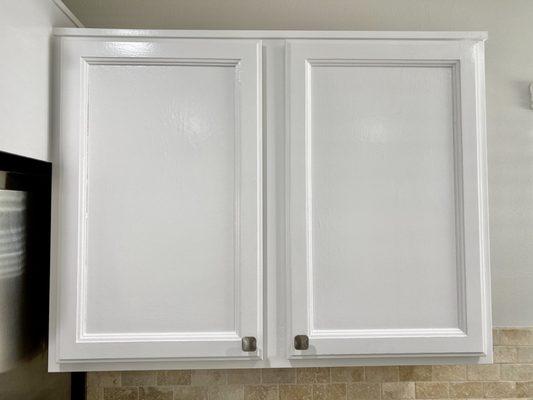 Close up nice white kitchen cabinets