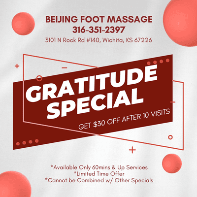 Gratitude Special
Get $30 OFF After 10 Visits