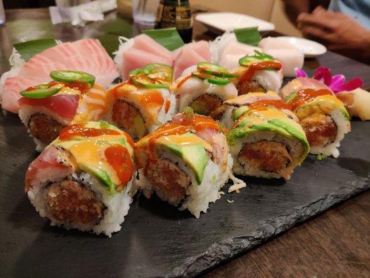 Sashimi and a bunch of rolls