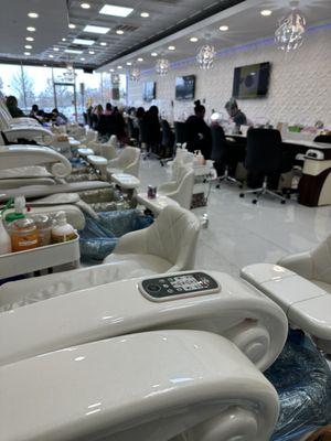 Tons of pedicure chairs