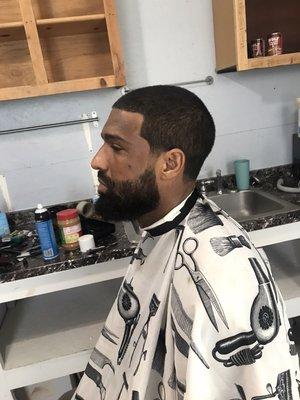 Low Taper Fade with Beard Line Up