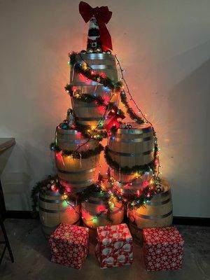 Holiday barrel tree