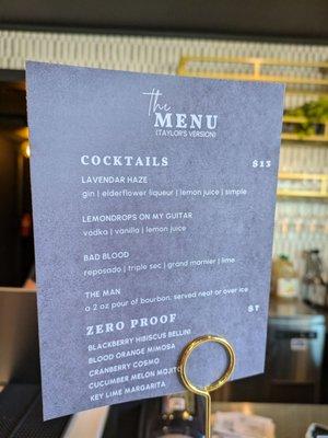 Taylor Swift specialty menu