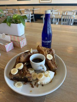 Banana pecan praline French toast.