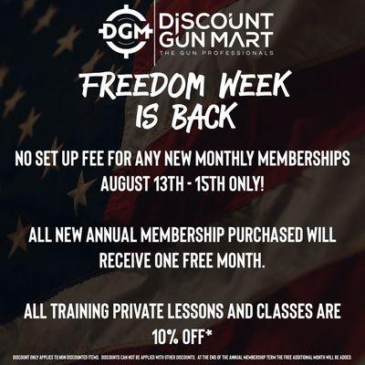 Freedom Week is back for a limited time!