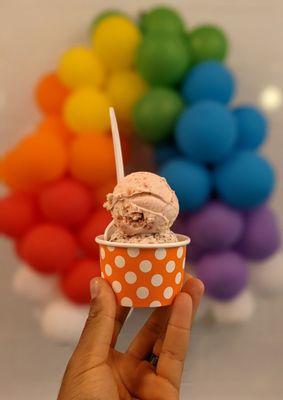 Tween Scoop - Straciatella gelato topped with Strawberry Poptart gelato. Delicious!