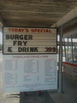 Dairyland Menu..pretty yummy & CHEAP!