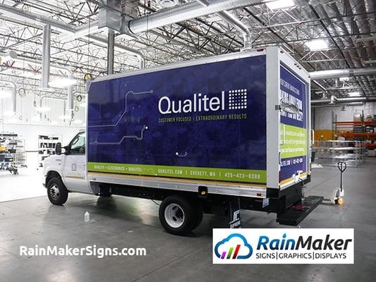 Premium printed vinyl box truck wrap.  Qualitel, Everett, WA.