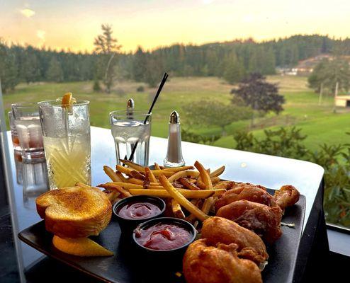 Prawns with a view of the golf course