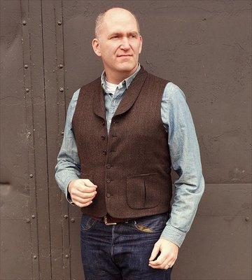 Custom made men's vest to John Chapmen to the owner of Goodwear leather company in Seattle.