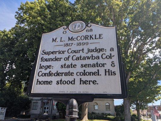 M.L. McCorkle Historical Marker, Newton