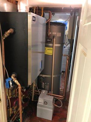 Squeezing a high efficiency boiler and indirect fired water heater into a compact space!