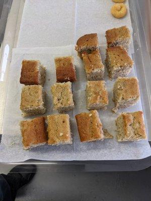 Servings of Banana Cake ready for display case