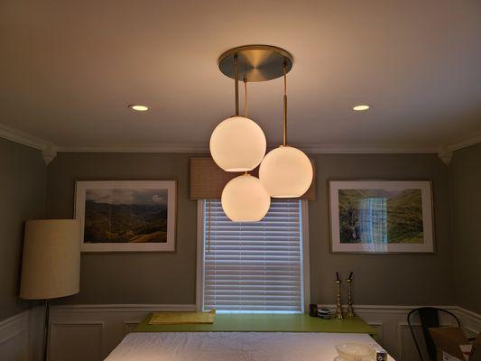 Dining room chandelier install