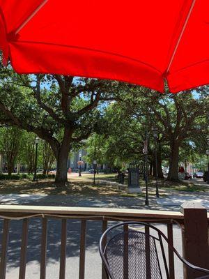 Cathedral square. Lunch on the patio