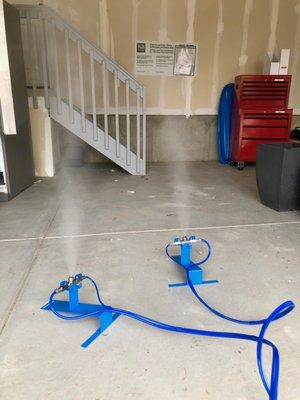 Dry fog treatment for mold remediation in a customer's garage