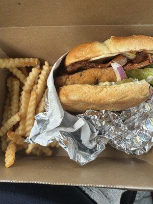 Texas chicken sandwich and fries