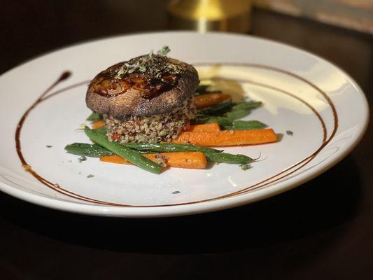 Portobello Steak with Couscous and Grilled Vegetabled