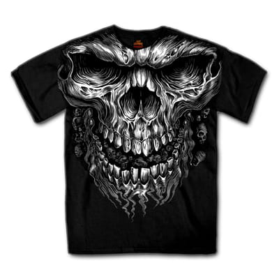 Men's Biker T-Shirt with Large Skull Graphic