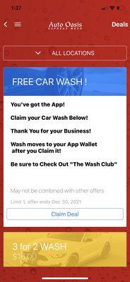 Free car wash with app download