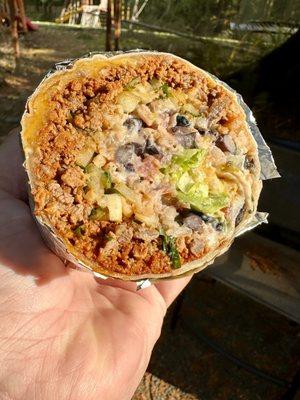 Asada and Chorizo burrito w/onions and cilantro. Amazing!