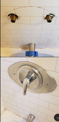 Converting 2 handle to 1 handle shower mixer