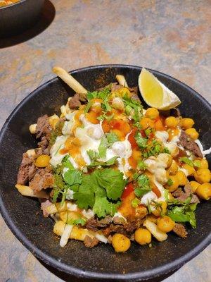 Curry fries with beef/lamb shawarma