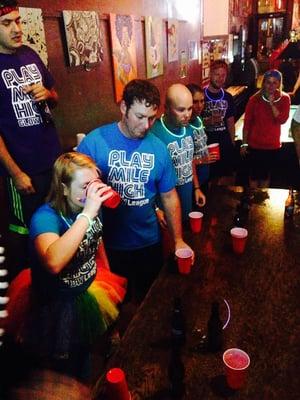 Glow kickball flip cup games at The Next Door Lounge