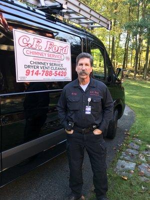 Craig F. Ford, owner/operator.  Professionally trained by the Chimney Safety Institute of America  #3938.  And  Prof. l Fire Lt. (retd)