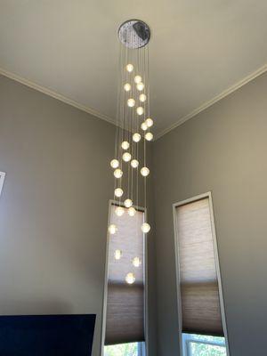 Our favorite part - the living room light for the room with 20' ceiling.