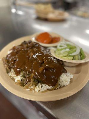 Beef Tips and Rice