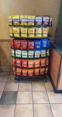 This subway is the cleanest subway I've ever been to!!! Loving the chip rack.