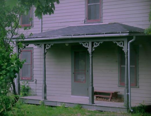 Haunted porch in Staatsburgh, NY. Notice the position of the leafs under the bench. $23 fare from Rhinecliff train station.