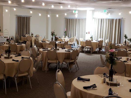 Sandalwood linens match our chairs.