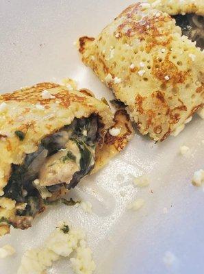 Spinach, Feta, and Mushroom Crepe! Savoryyyyyyy