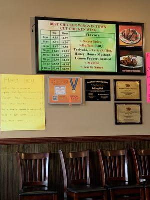 Menu and awards