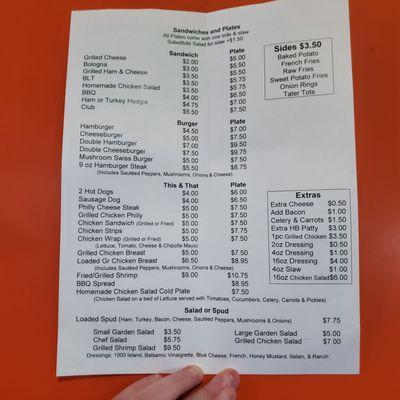 Menu as of 11-8-22