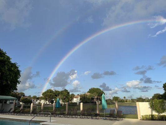 Rainbow over the Clunie pool.