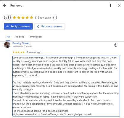 Google reviews of my business