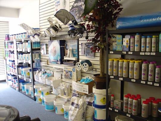 Wide selection of pool and spa chemicals to choose from.