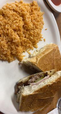 Cuban sandwich, rice instead of fries