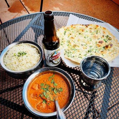 KING FISHER BEER AND CHICKEN TIKKA MASALA