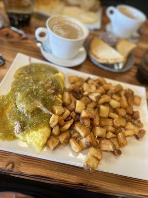 Green chile omelette