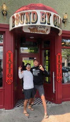 Me and my buddy, Bart, outside Bound by Glory, pre-tattoo, pre-Pearl Jam.