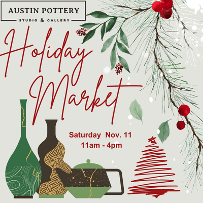 Our annual Holiday Market & Studio Open House is Saturday, Nov. 11th 11am-4pm. Lots of potters vending plus throwing demos inside the studio