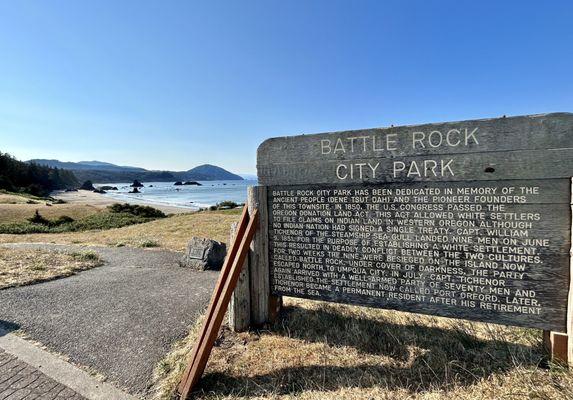 Battle Rock is actually a city park according to this sign.