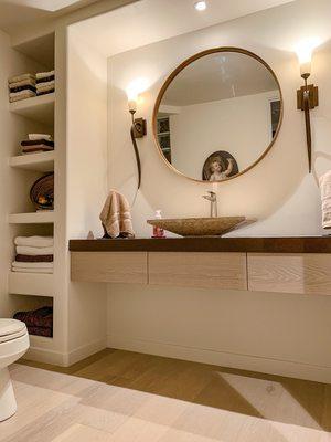 Custom powder room remodel. Design / build by Cemper Contracting